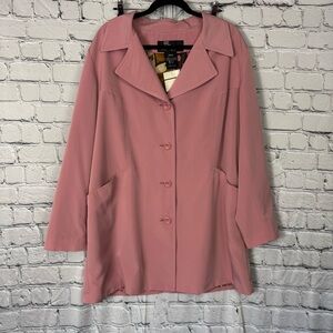SM2 Vintage NWT Pink Trench Coat Button Down Collared Retro Inspired Size 18/20